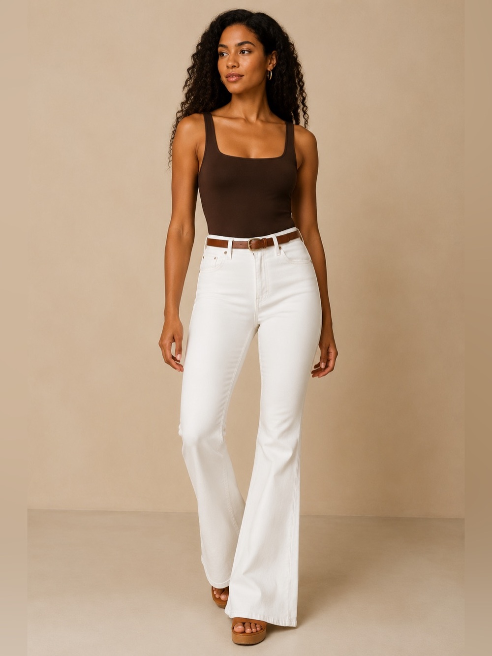 L.T.J White High-Rise Flare Jeans for Women
